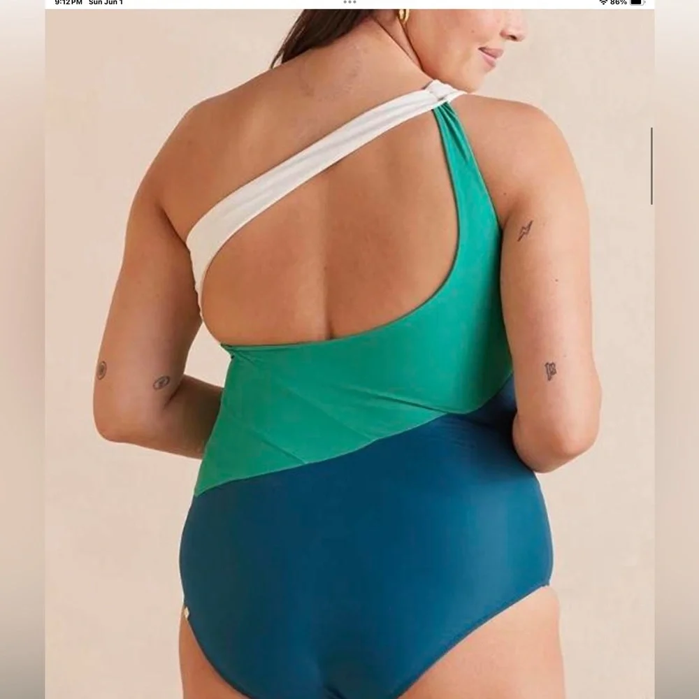 Summersalt The Sidestroke Swimsuit one‎ piece in Blue Lagoon White size 20